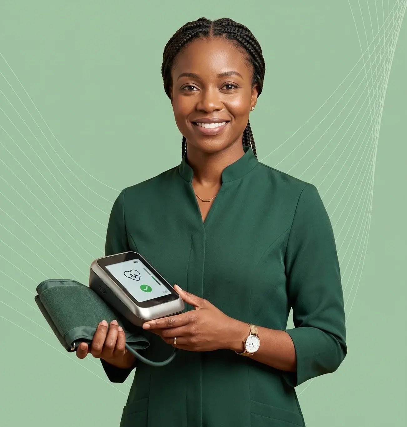 woman-holding-blood-pressure-machine